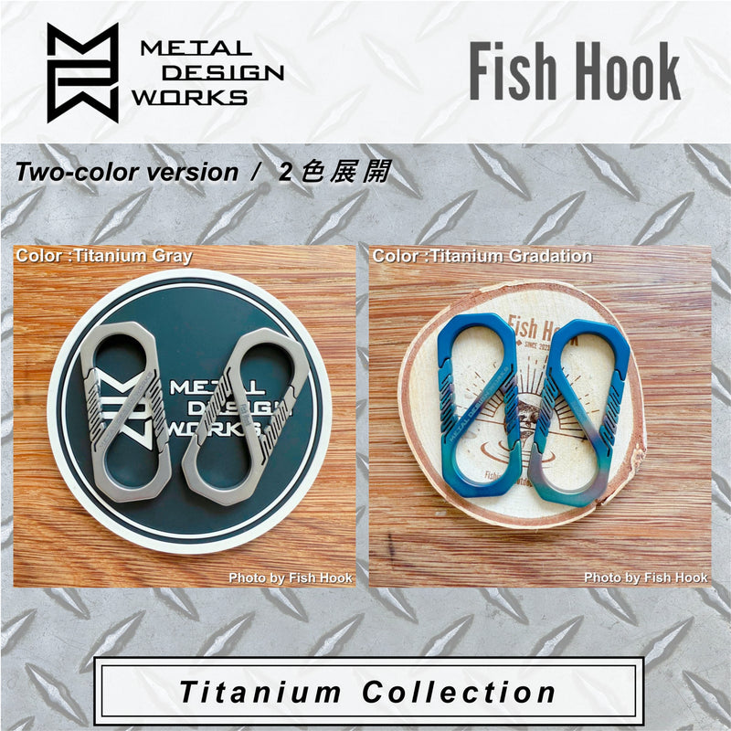 Load image into Gallery viewer, 【別注】METAL DESIGN WORKS × Fish Hook カラビナ Fish Hook刻印入り / Titanium Carabiner